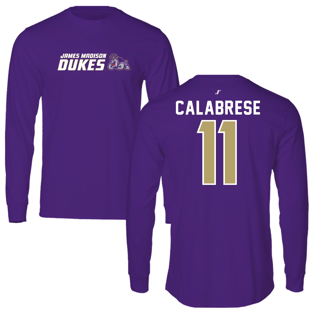 James Madison University Baseball Purple General Long Sleeve - #11 Coleman Calabrese
