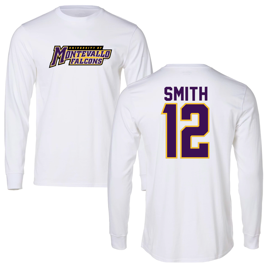 University of Montevallo Basketball White Long Sleeve - #12 Luke Smith