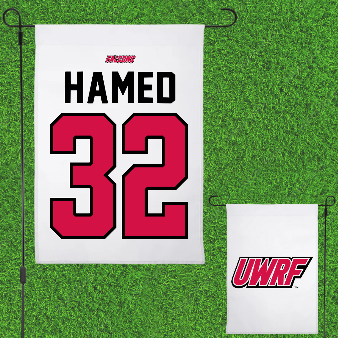 University of Wisconsin-River Falls Football White Garden Flag - #32 Adam Hamed