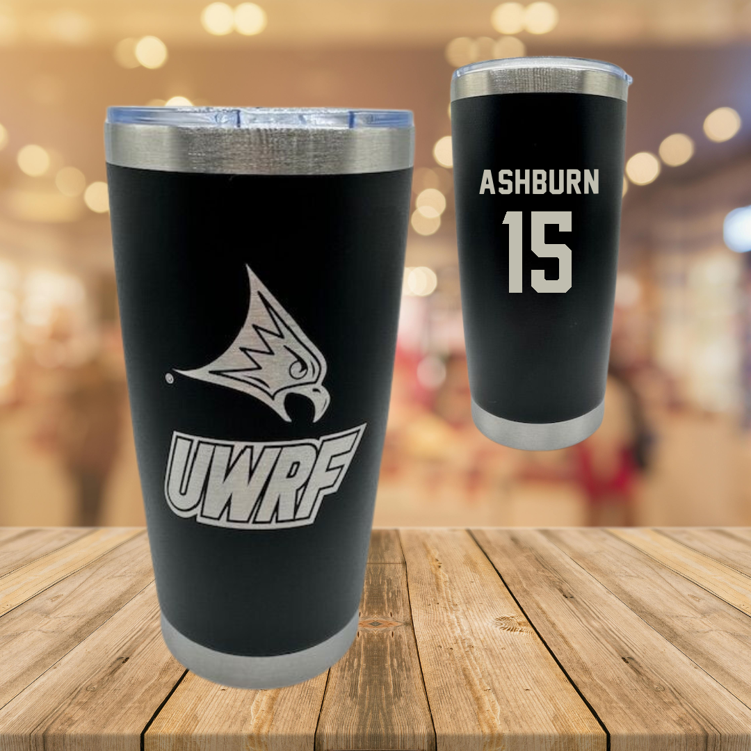 University of Wisconsin-River Falls Basketball Black Stainless Steel Tumbler - #15 Riley Ashburn