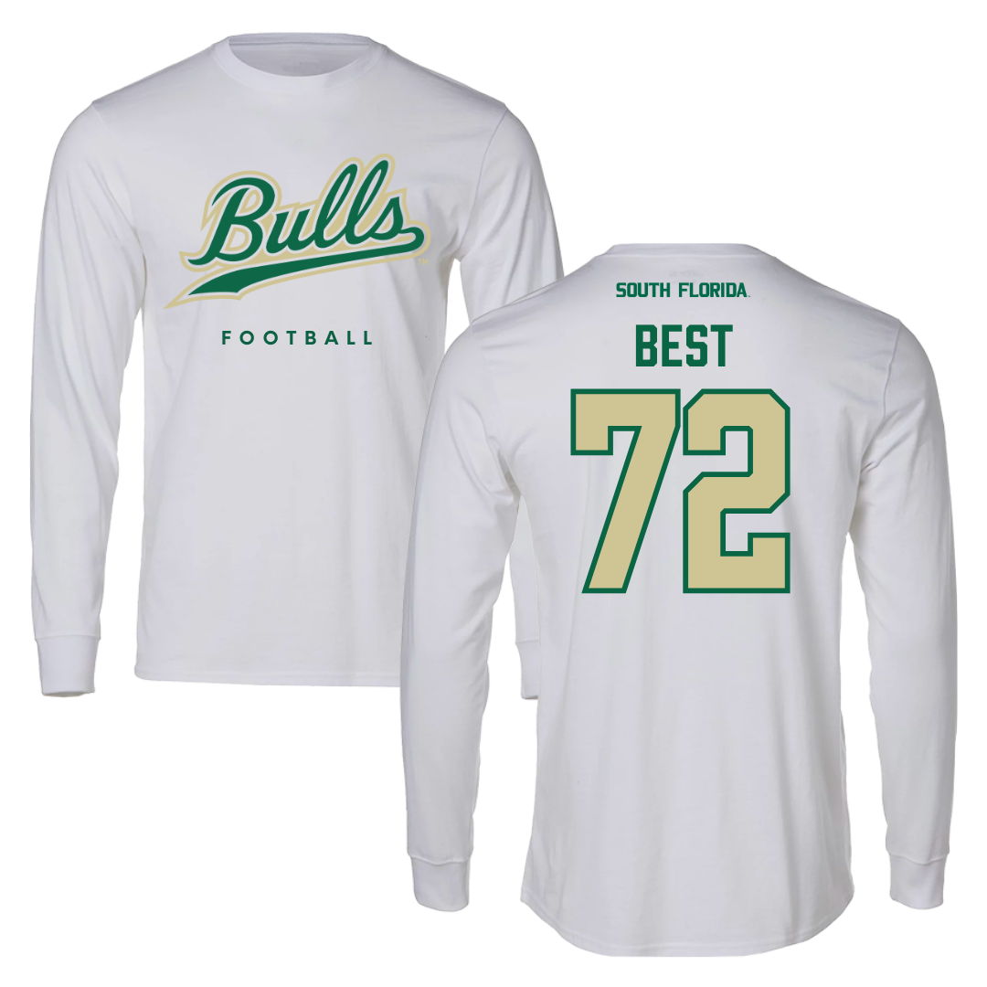 University of South Florida Football White Performance Long Sleeve - #72 Cole Best