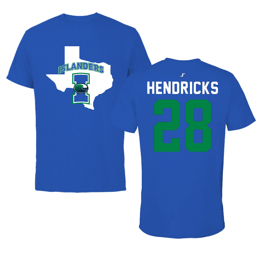 Texas A&M University-Corpus Christi Baseball Blue State Tee - #28 Evans Hendricks