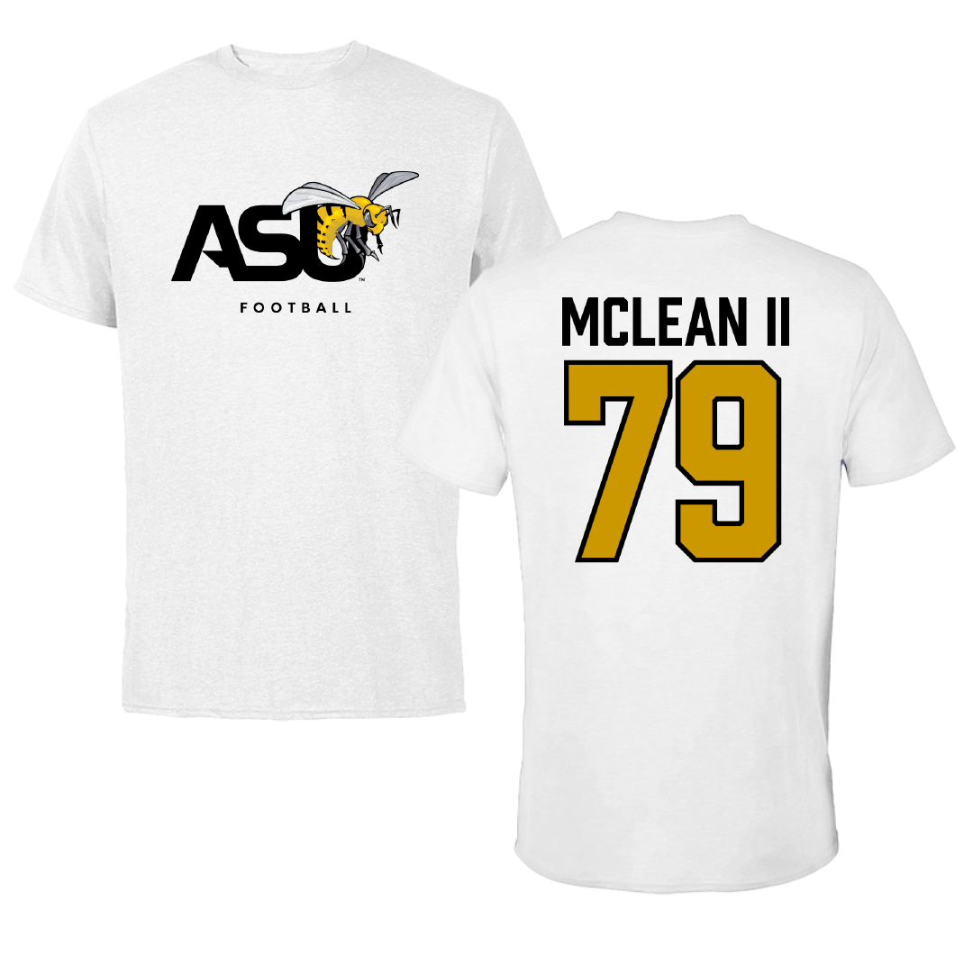 Alabama State University Football White ASU Performance Tee - #79 Phillip McLean II