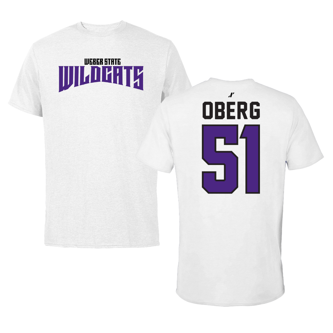 Weber State University Football White Classic Tee - #51 Ashden Oberg