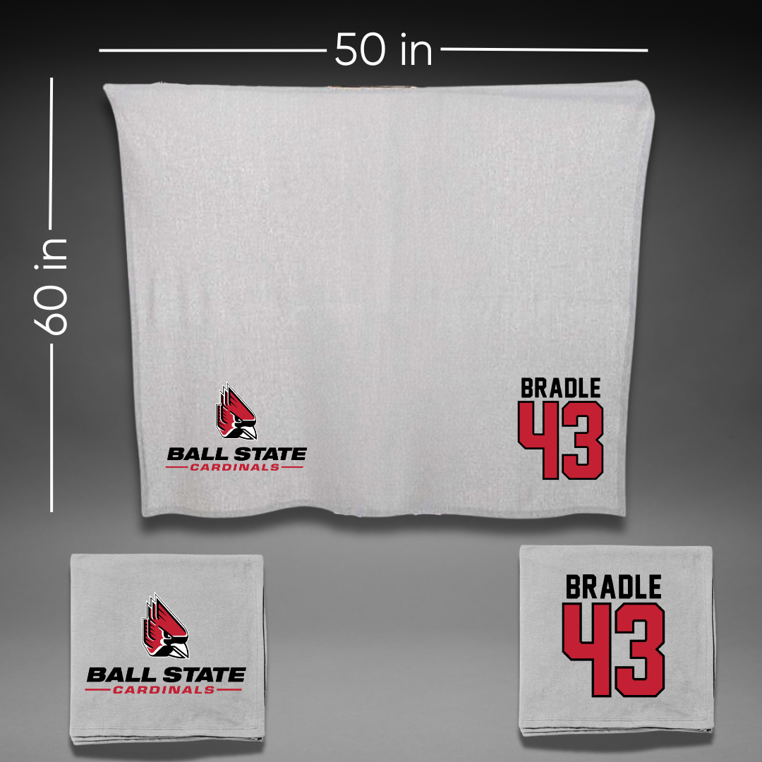 Ball State University Baseball Gray Blanket - #43 Ty Bradle