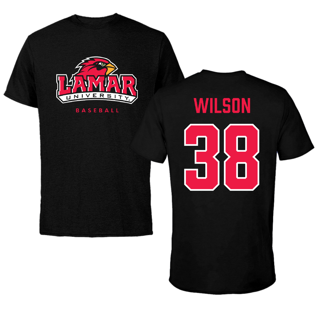 Lamar University Baseball Black Performance Tee - #38 Tanner Wilson