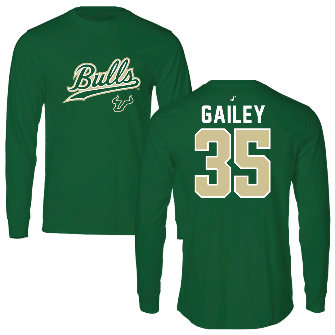 University of South Florida Baseball Green General Performance Long Sleeve - #35 Lawson Gailey
