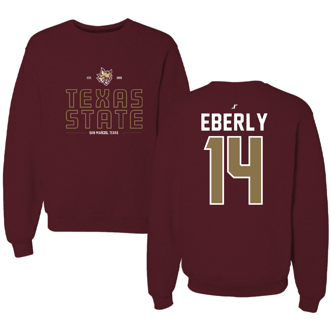 Texas State University Baseball Maroon General Crewneck - #14 Keller Eberly