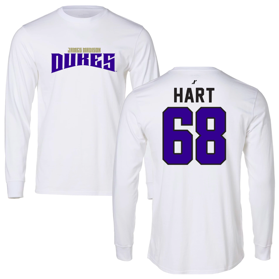 James Madison University Football White Classic Performance Long Sleeve - #68 Griffin Hart