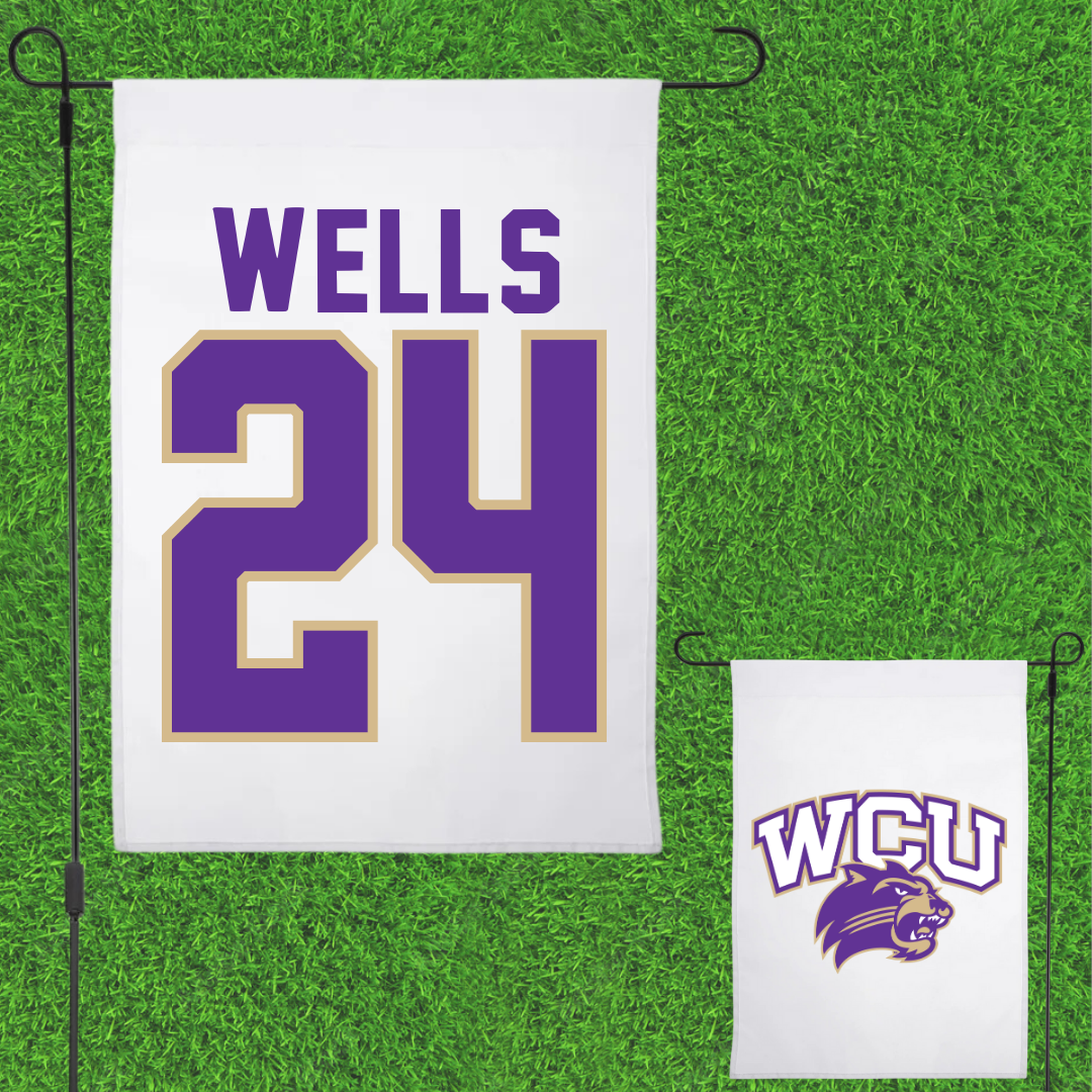 Western Carolina University Football White Garden Flag - #24 Zayveon Wells