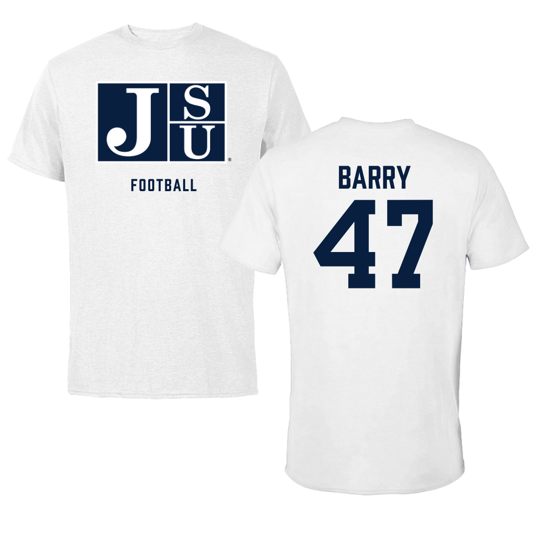 Jackson State University Football White Tee - #47 Jackson Barry
