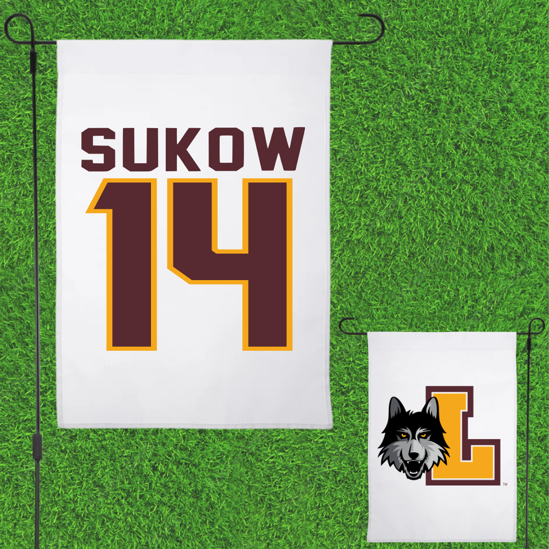 Loyola University-Chicago Soccer White Garden Flag - #14 Jason Sukow