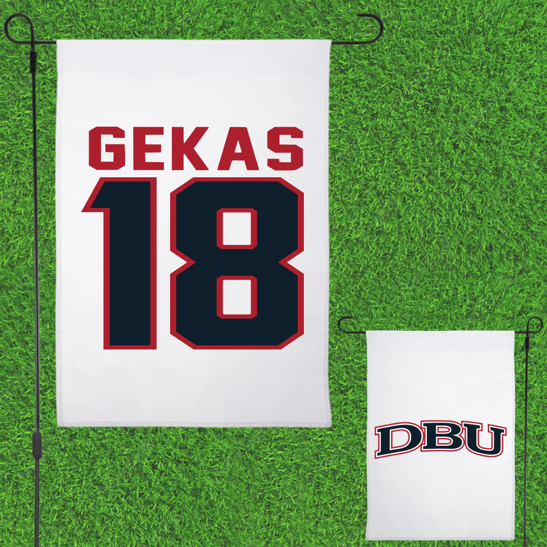 Dallas Baptist University Soccer White Garden Flag - #18 Carly Gekas