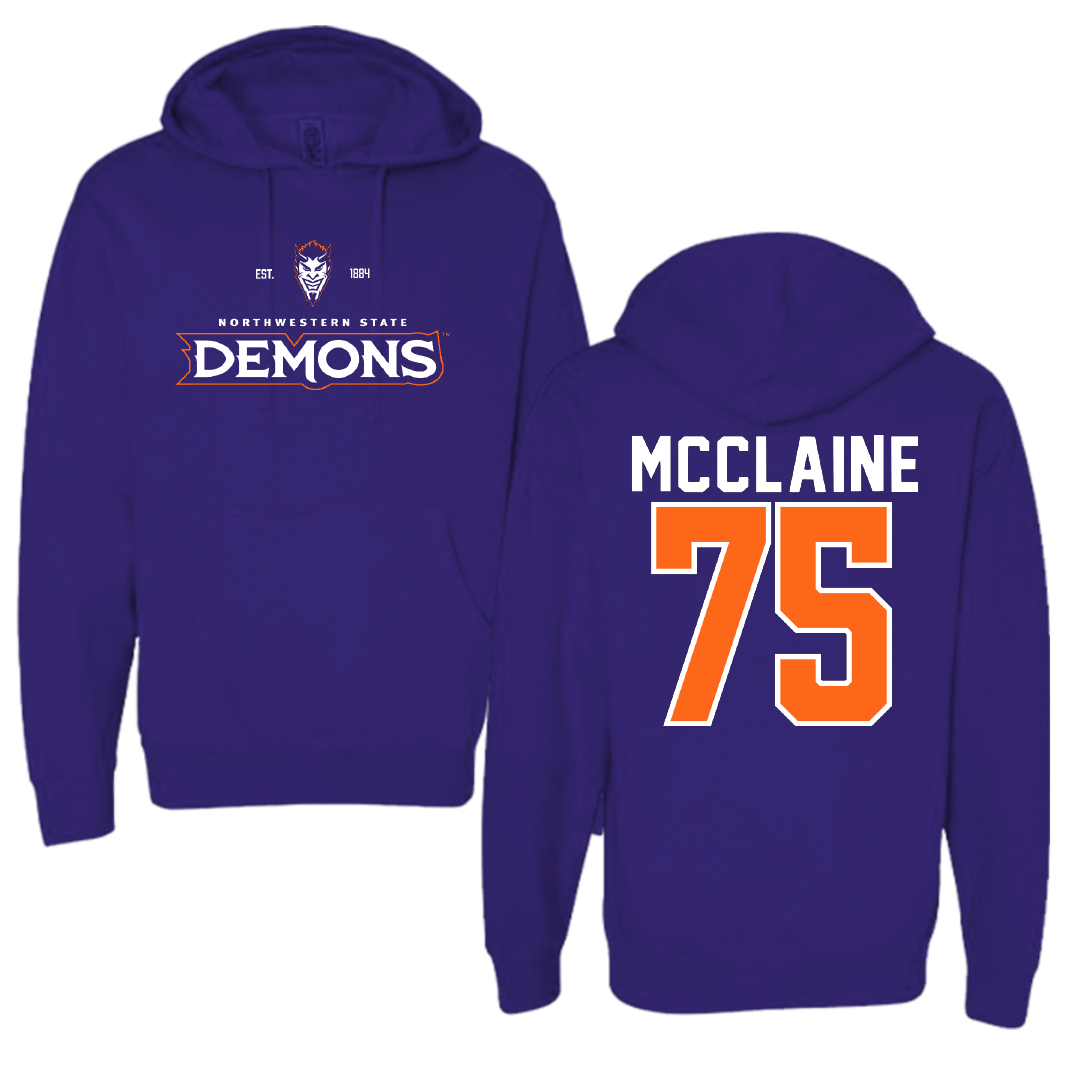 Northwestern State University Football Purple General Hoodie - #75 Jordan McClaine