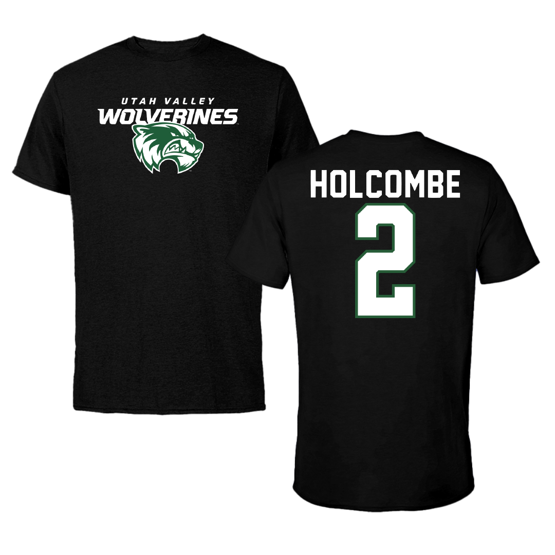Utah Valley University Basketball Black Wolverines Performance Tee - #2 Jackson Holcombe