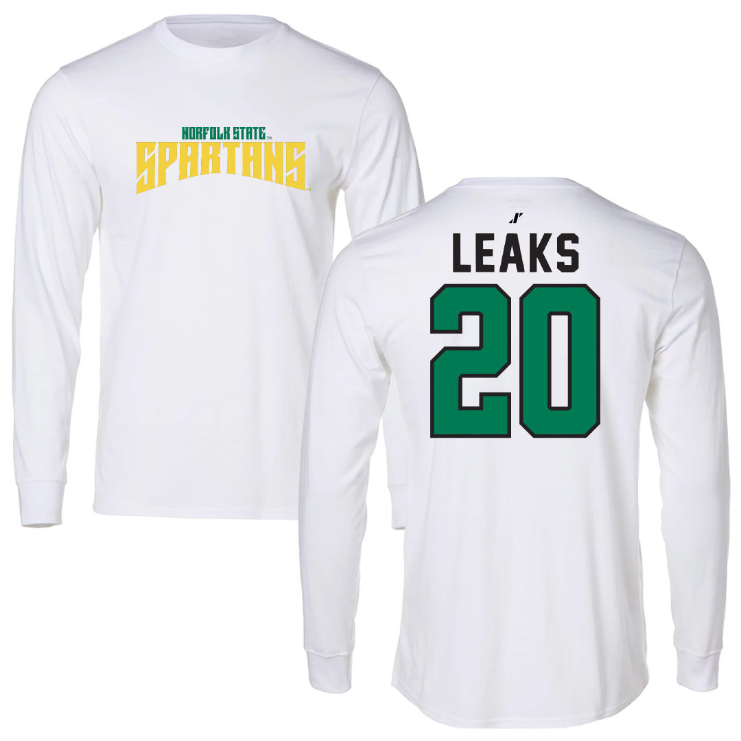 Norfolk State University Basketball White Classic Long Sleeve - #20 Jordan Leaks