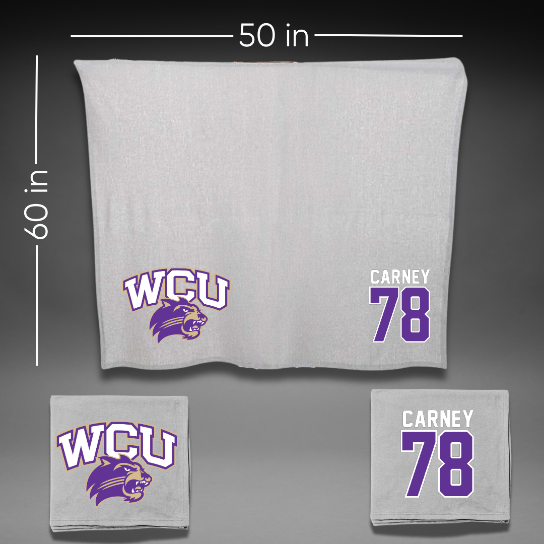 Western Carolina University Football Gray Blanket - #78 Evan Carney