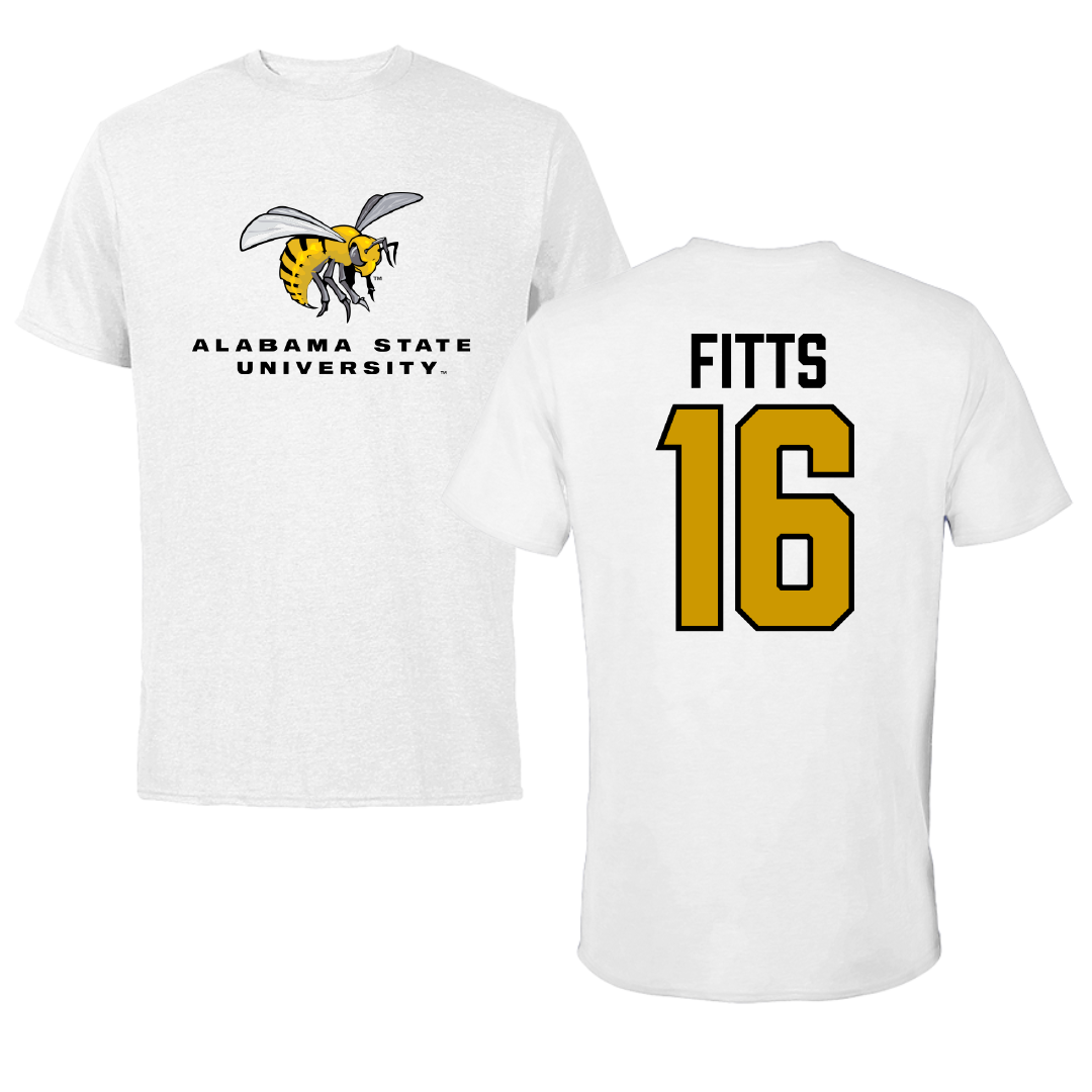 Alabama State University Football White Tee - #16 Adrian Fitts