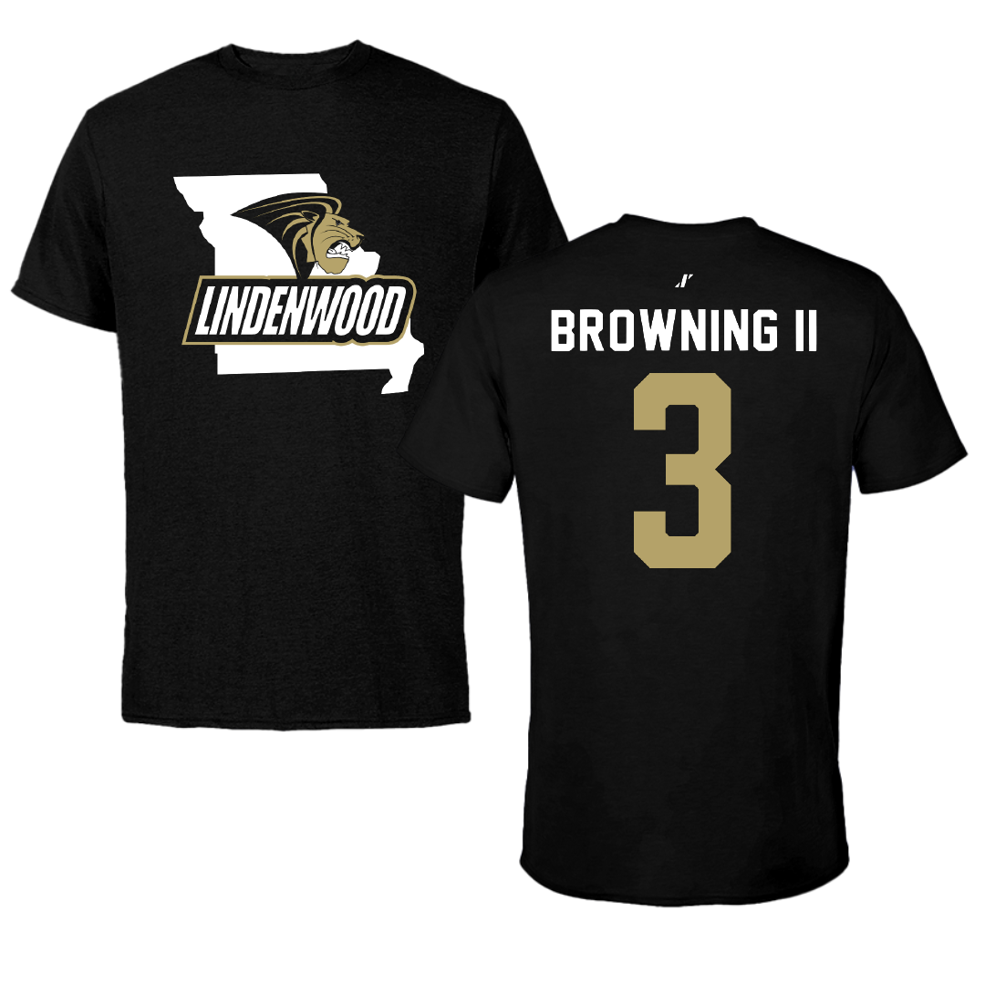 Lindenwood University Basketball Black State Performance Tee - #3 Markeith Browning II