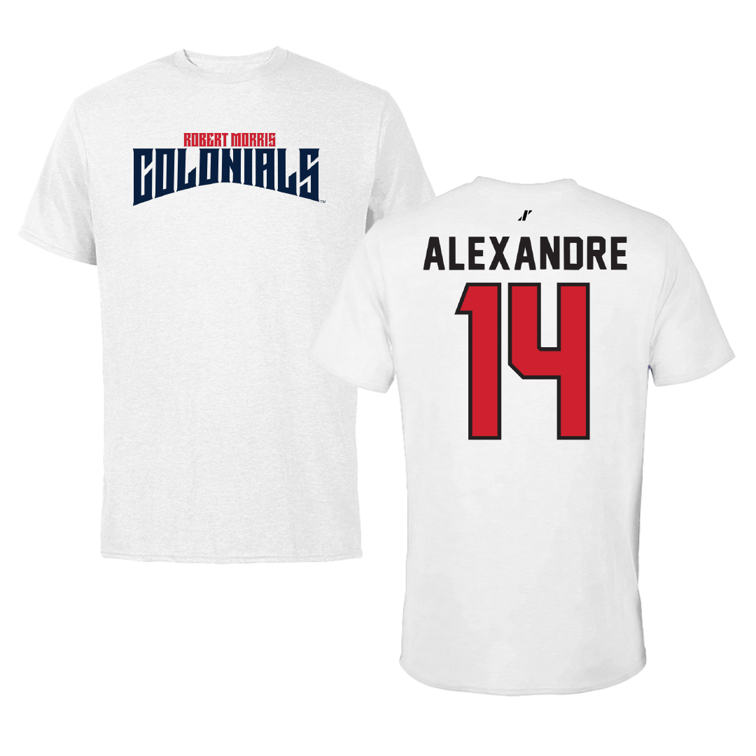 Robert Morris University Soccer White Classic Tee - #14 Chase Alexandre