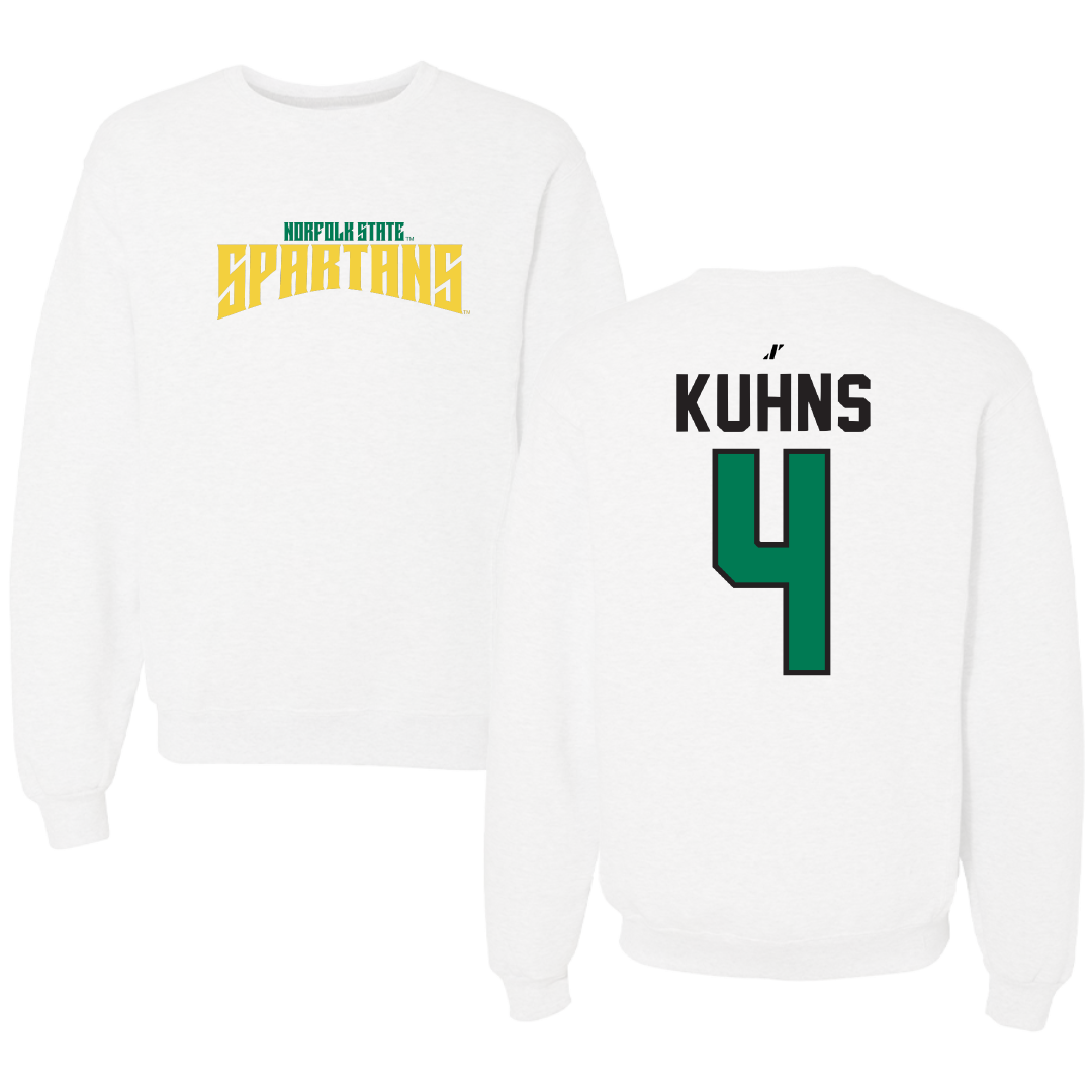 Norfolk State University Football White Classic Crewneck - #4 Otto Kuhns