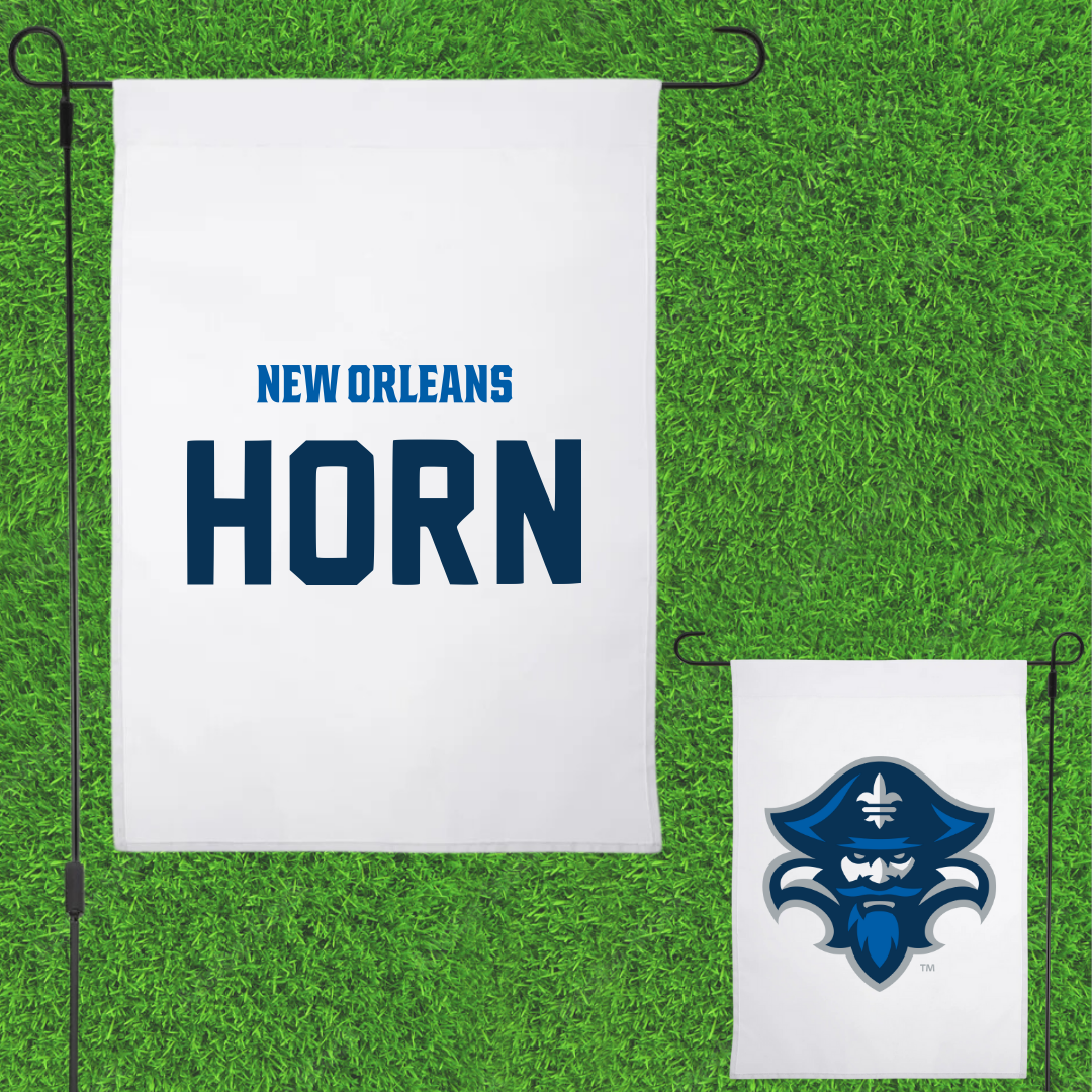University of New Orleans POM White Garden Flag - Joyce Horn