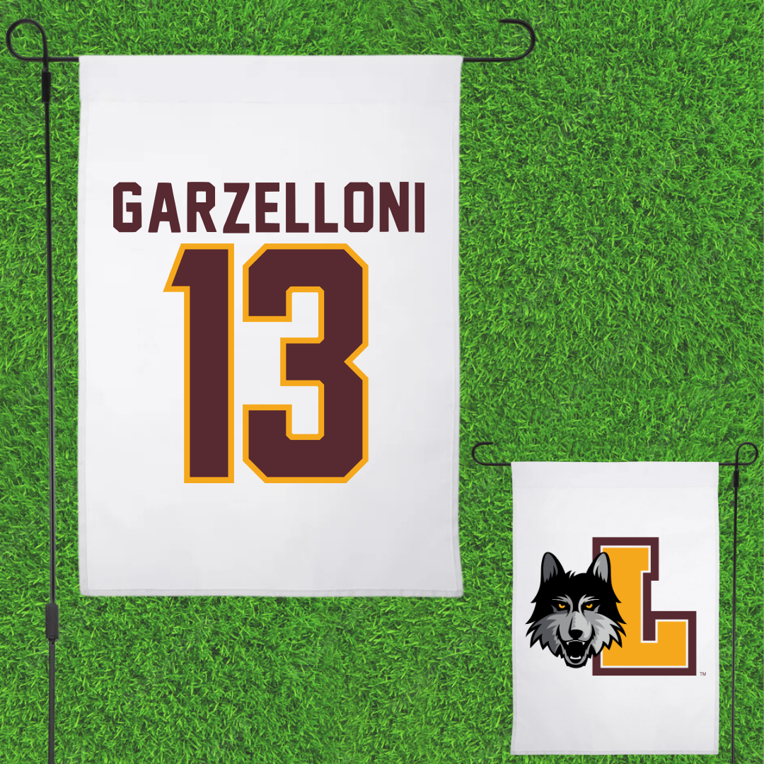 Loyola University-Chicago Soccer White Garden Flag - #13 Luca Garzelloni