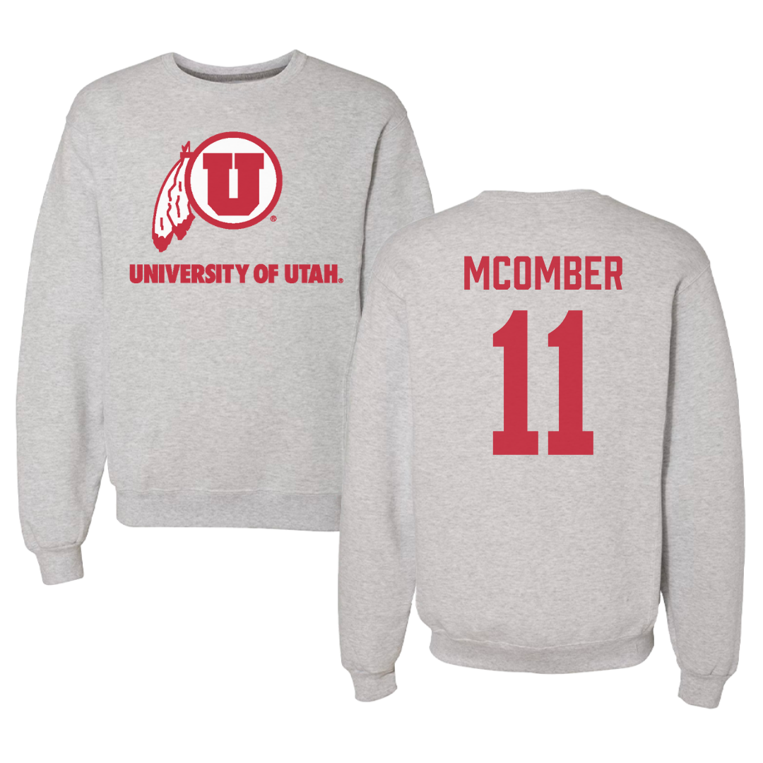 University of Utah Beach Volleyball Gray Crewneck - #11 Azure McOmber