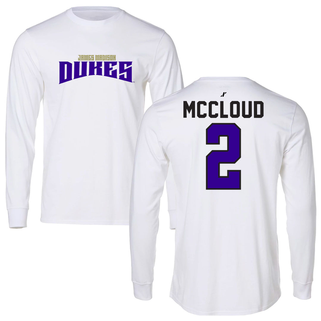 James Madison University Football White Classic Performance Long Sleeve - #2 Jordan McCloud