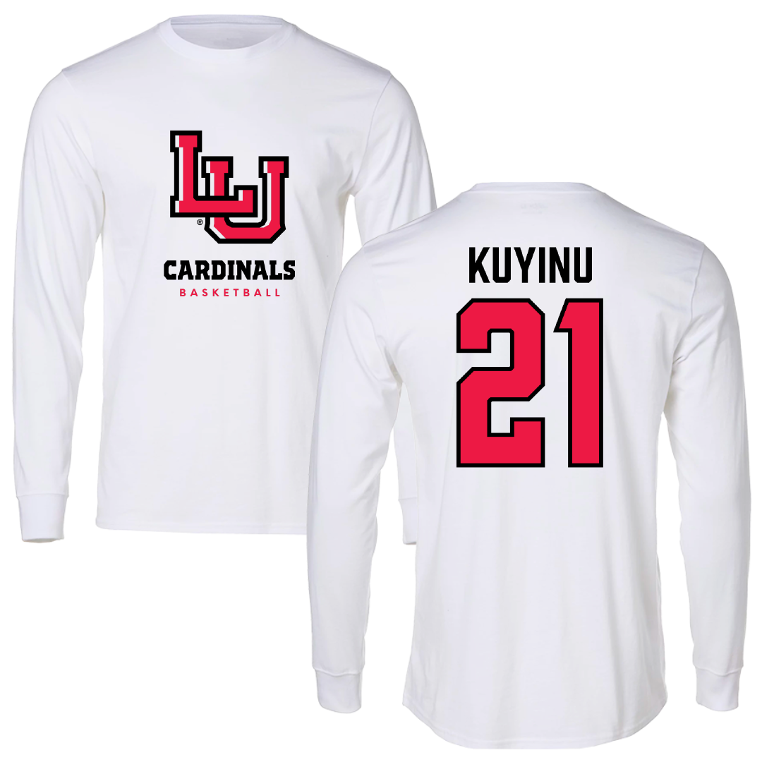 Lamar University Basketball White Performance Long Sleeve - #21 Teni Kuyinu