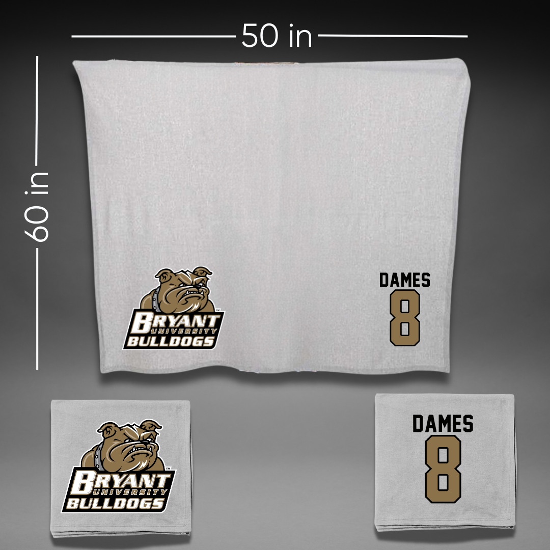 Bryant University Football Gray Blanket - #8 Javin Dames
