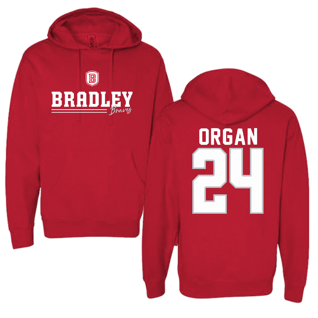 Bradley University Softball Red General Hoodie - #24 Hannah Organ