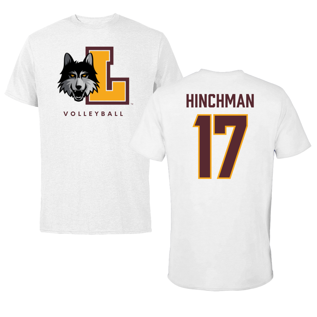 Loyola University-Chicago Volleyball White Tee - #17 Grace Hinchman
