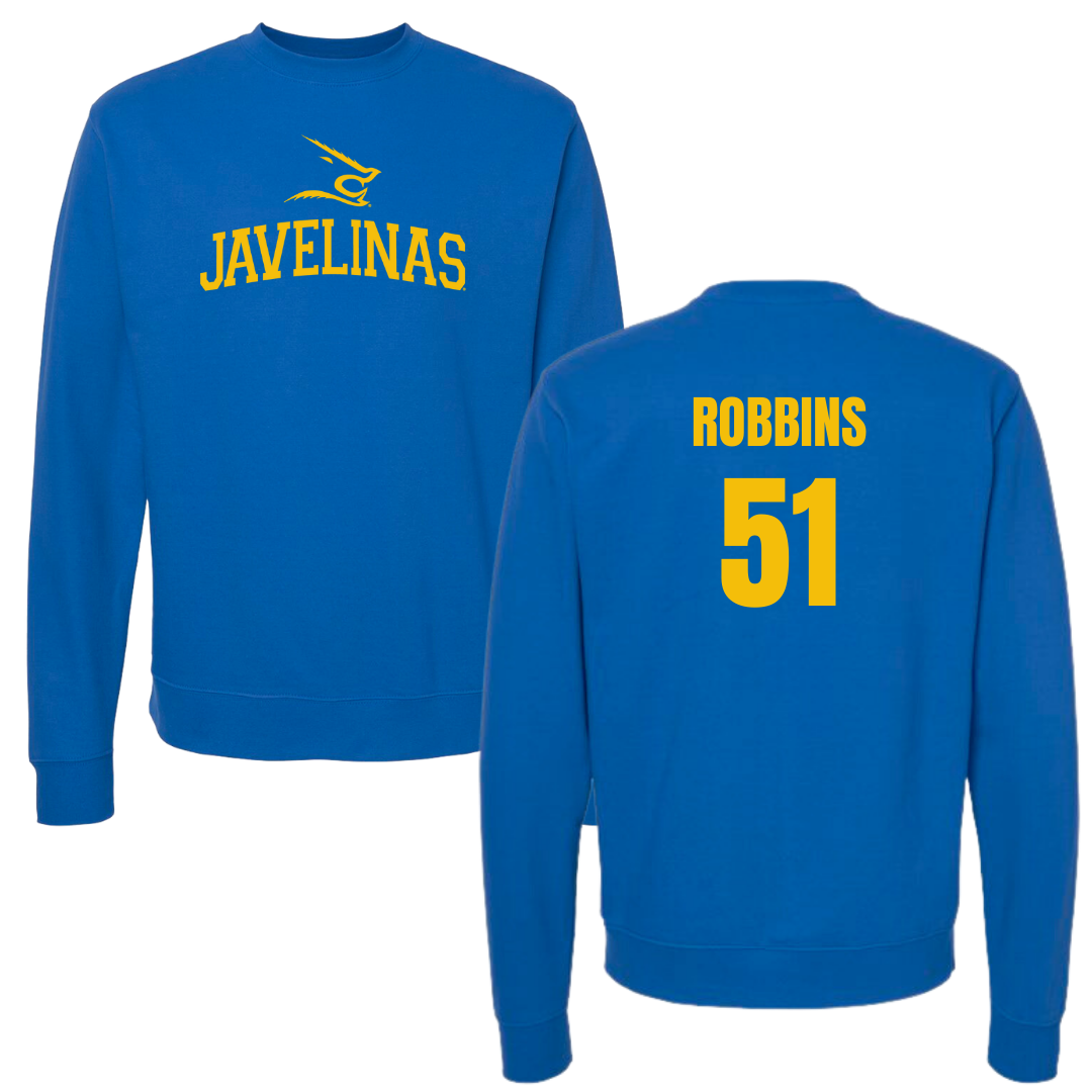 Texas A&M University-Kingsville Football Blue Crewneck - #51 Tre Robbins