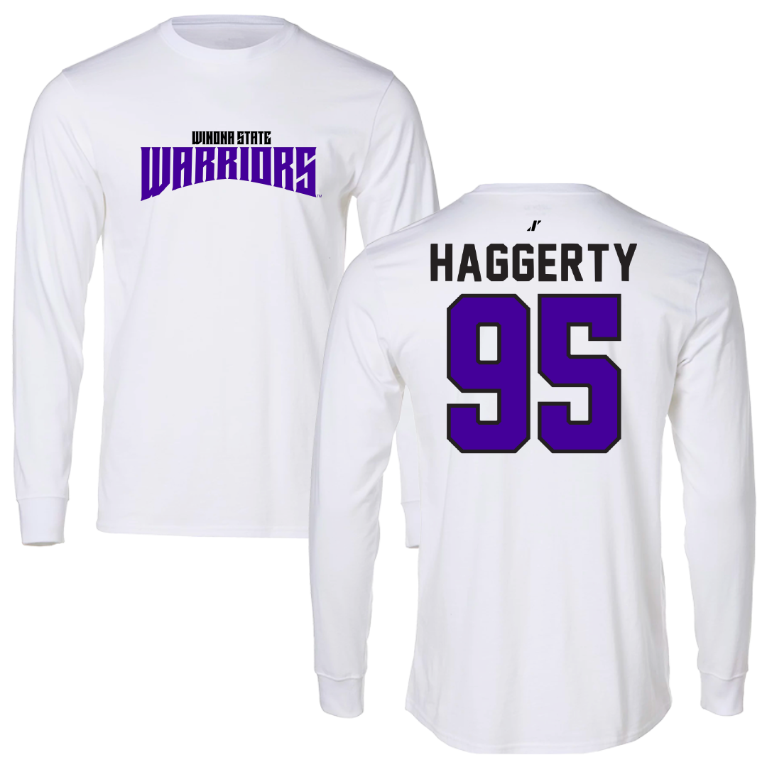 Winona State University Football White Classic Long Sleeve - #95 Conner Haggerty