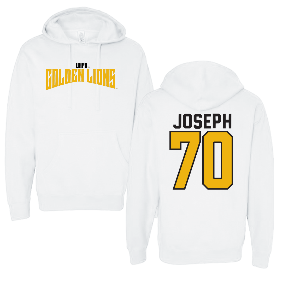 University of Arkansas-Pine Bluff Football White Classic Hoodie - #70 Charles Joseph