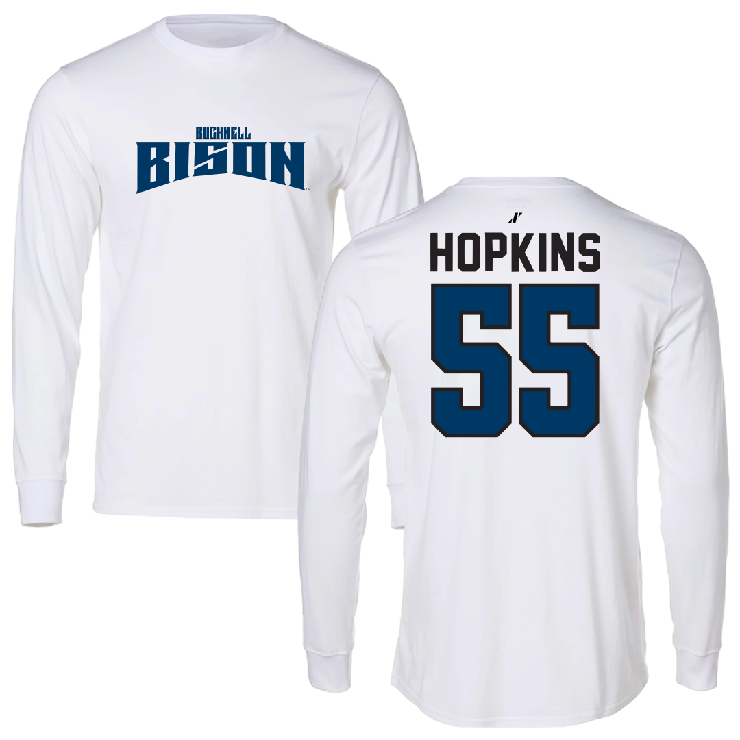 Bucknell University Lacrosse White Classic Performance Long Sleeve - #55 Will Hopkins