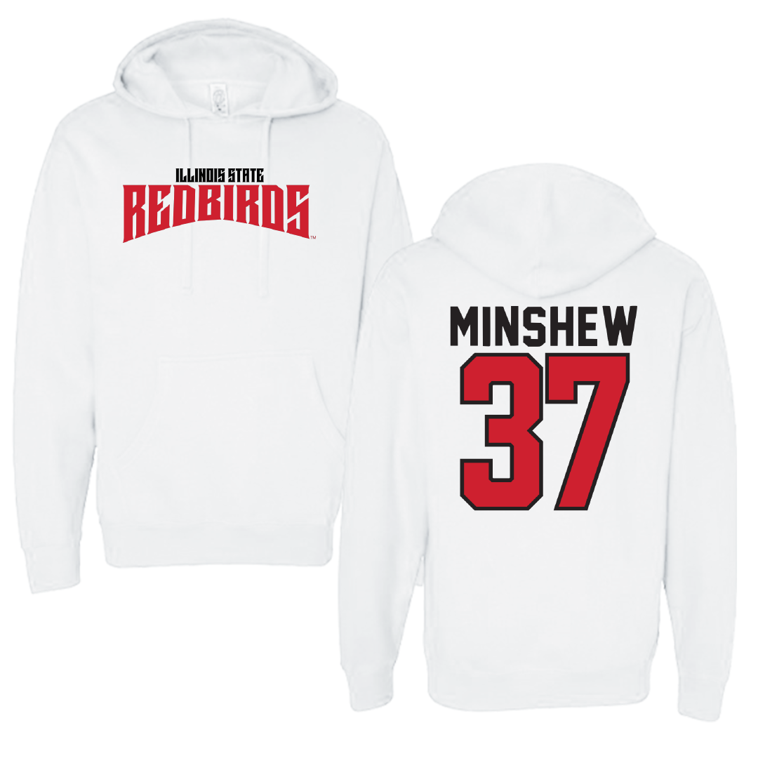 Illinois State University Baseball White Classic Hoodie - #37 Lawson Minshew