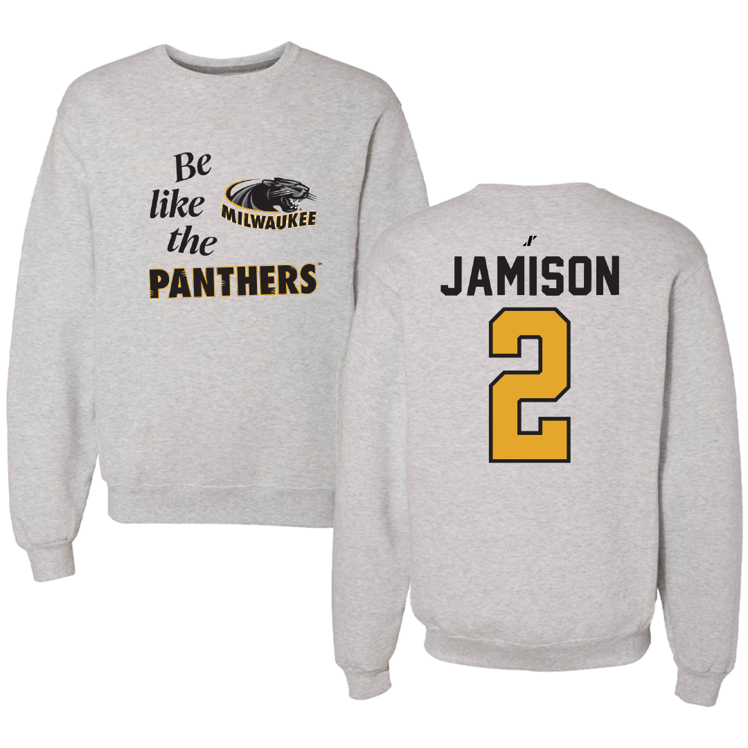 University of Wisconsin-Milwaukee Basketball Light Gray Be Like Us Crewneck - #2 Elijah Jamison