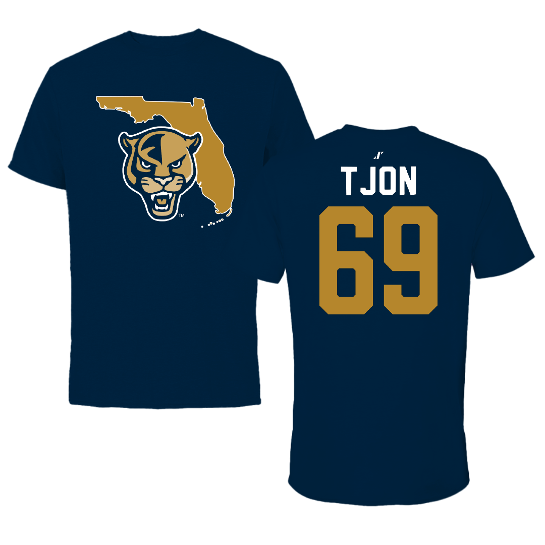 Florida International University Football Navy State Tee - #69 Ming Tjon