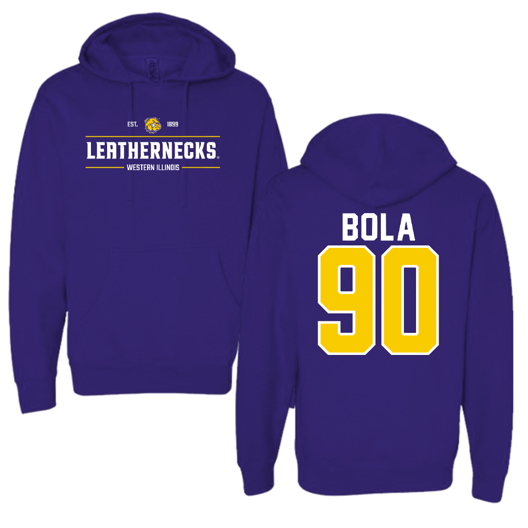 Western Illinois University Football Purple General Hoodie - #90 Mayo Bola