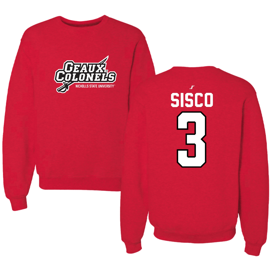 Nicholls State University Softball Red General Crewneck - #3 Claire Sisco