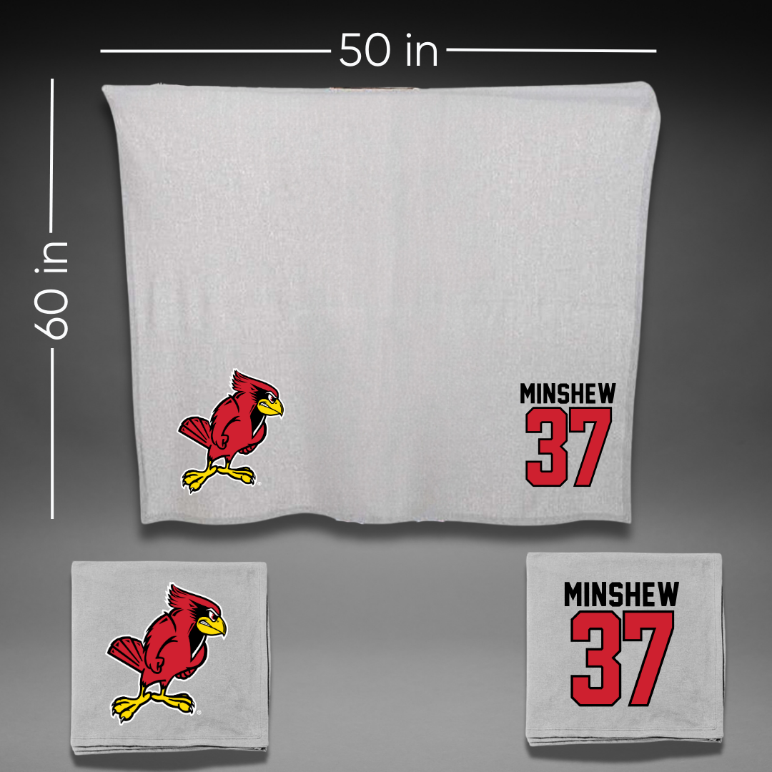 Illinois State University Baseball Gray Blanket - #37 Lawson Minshew
