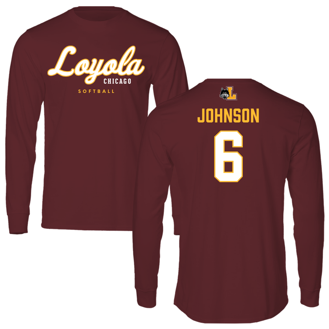 Loyola University-Chicago Softball Maroon Block Performance Long Sleeve - #6 Bailey Johnson