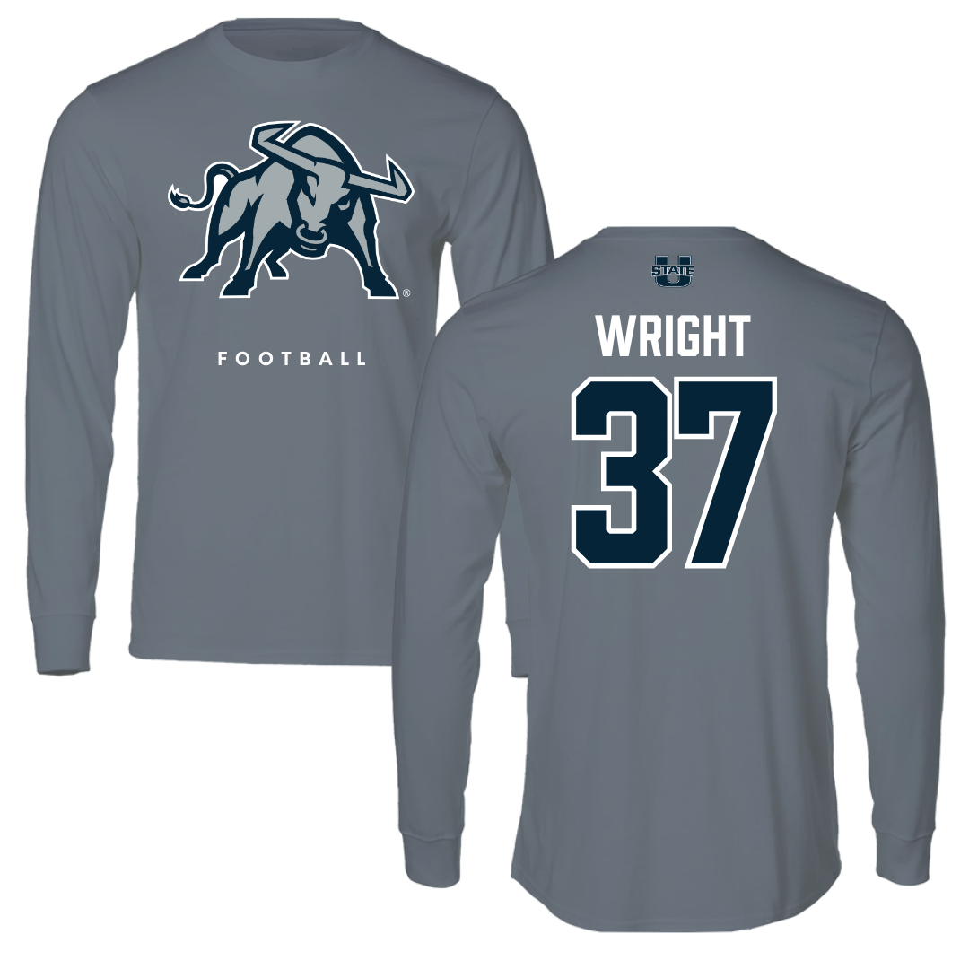 Utah State University Football Gray Performance Long Sleeve - #37 Jaeden Wright