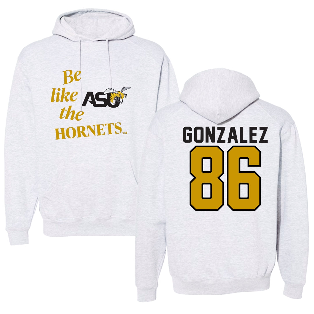 Alabama State University Football Light Gray Be Like Us Hoodie - #86 Drake Gonzalez