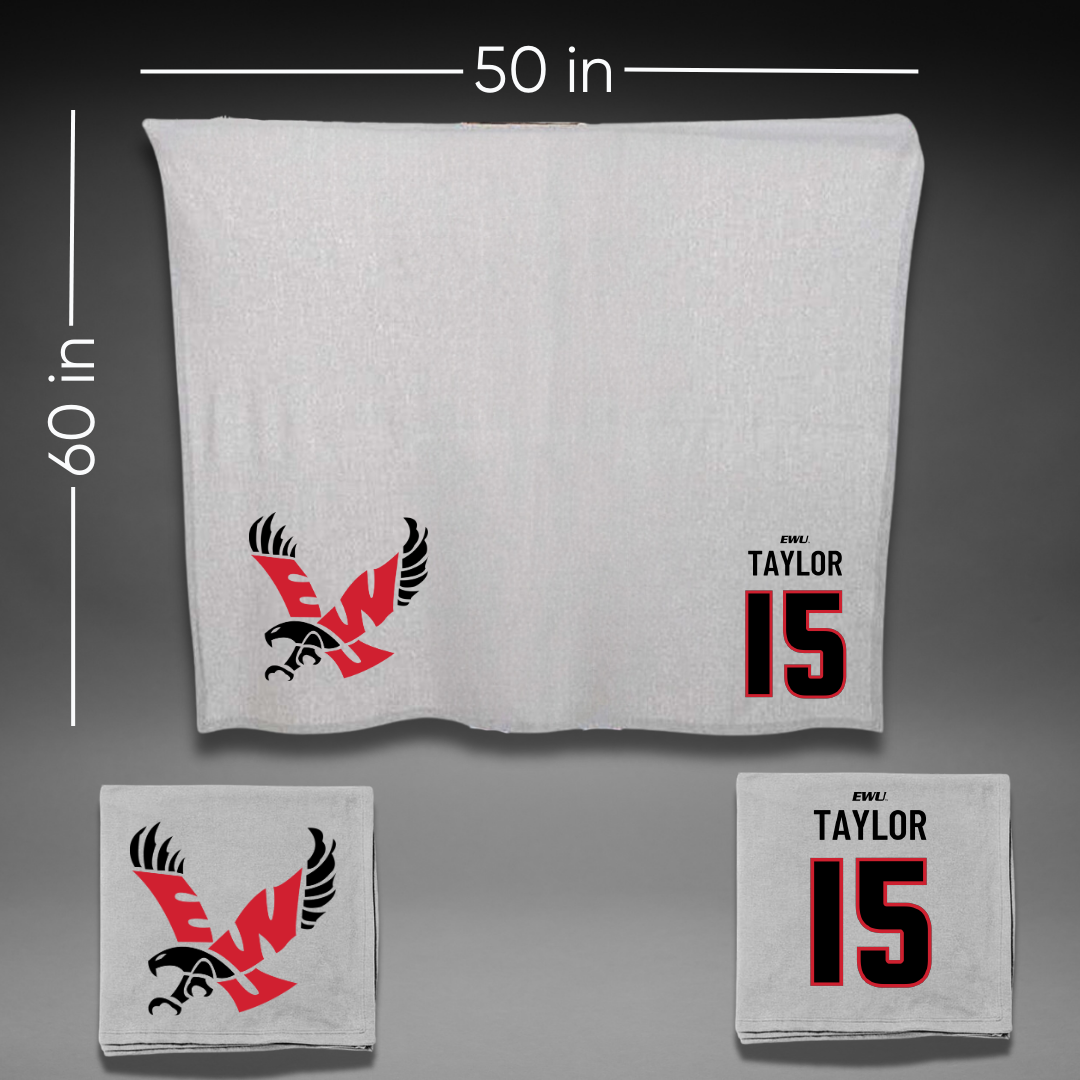 Eastern Washington University Football Gray Blanket - #15 Jared Taylor