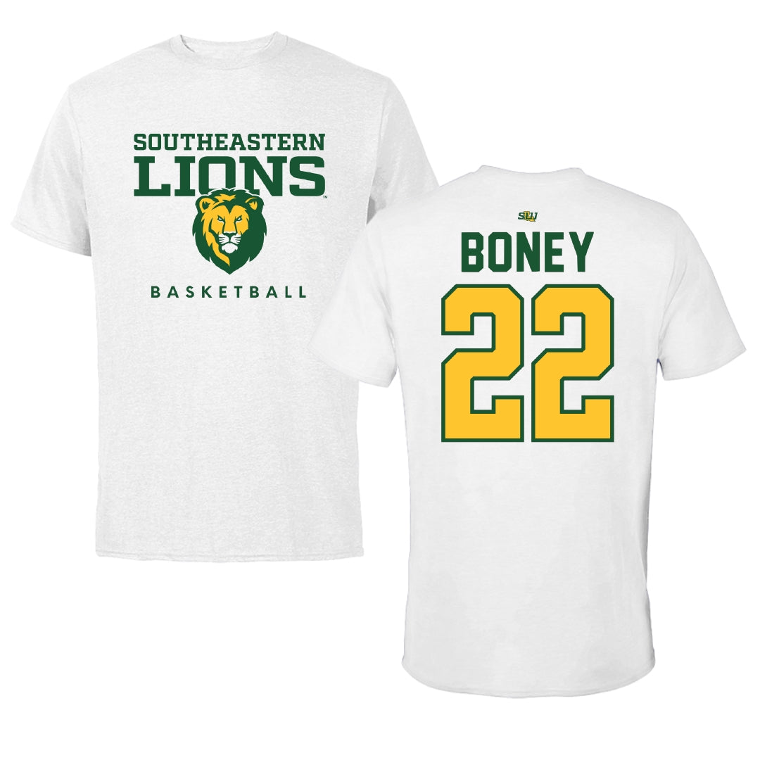 Southeastern Louisiana University Basketball White Tee - #22 Asher Boney
