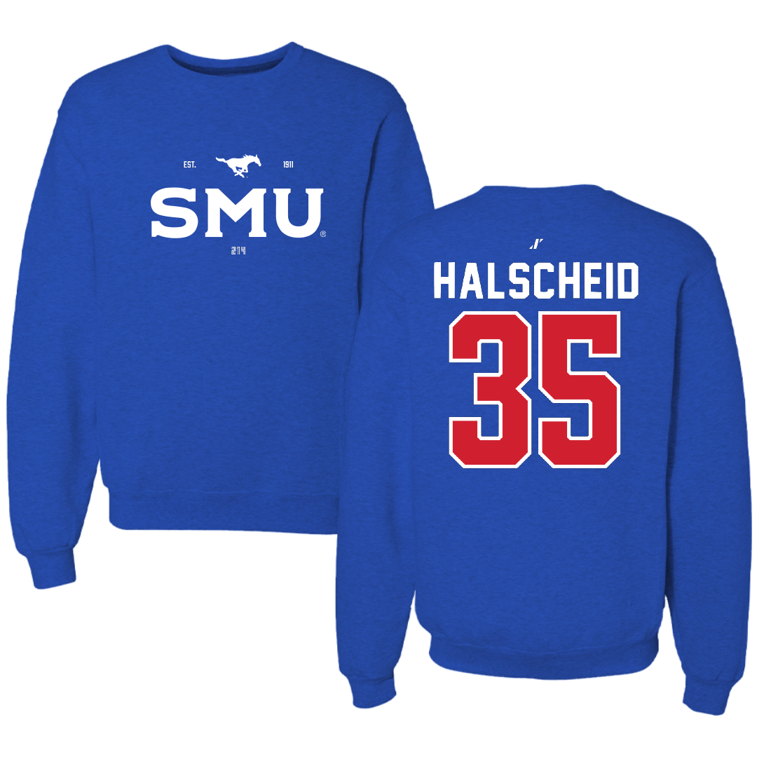 Southern Methodist University Soccer Blue General Crewneck - #35 Hayden Halscheid