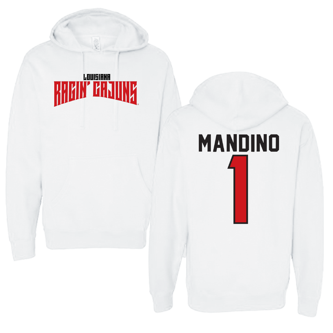 University of Louisiana at Lafayette Baseball White Classic Hoodie - #1 Maddox Mandino